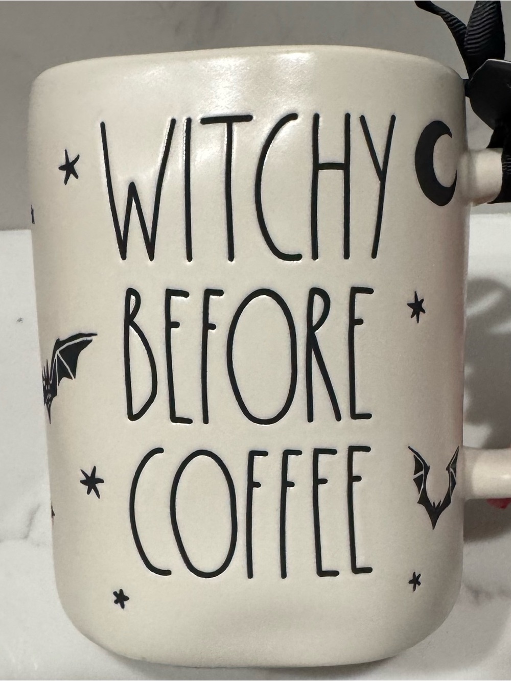 Rae Dunn Halloween Coffee Mug “Witchy Before Coffee” Moon Stars Bats NWT - Picture 4 of 5